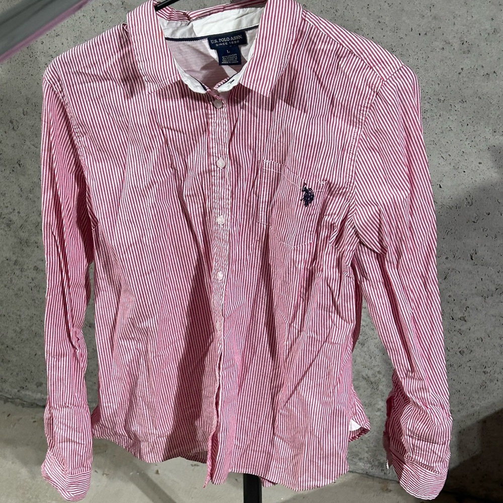 Polo Red and White Button Up